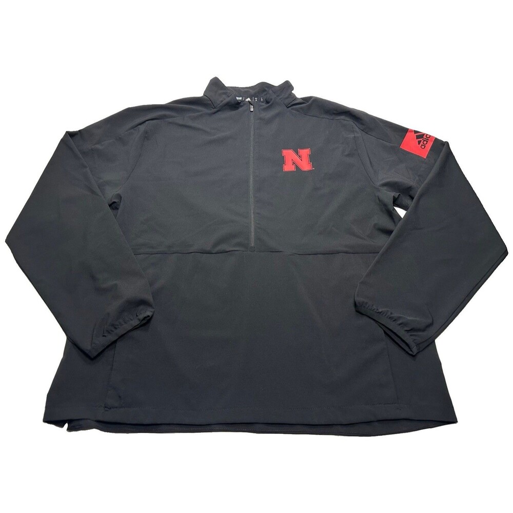 Men's Adidas Nebraska Cornhuskers Sideline Woven 1/4 Zip Pullover Medium *READ*